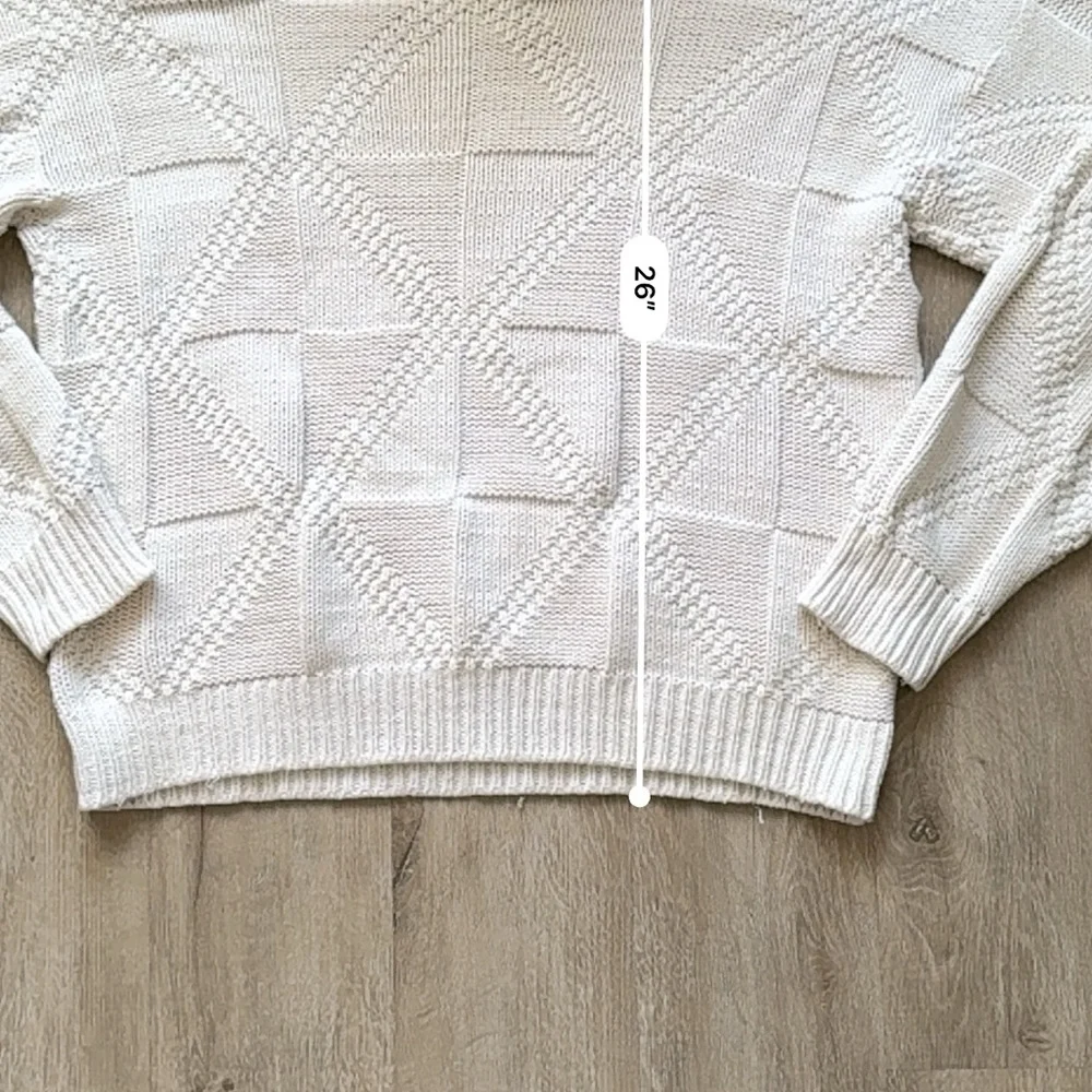 Women’s vintage 80’s Oversized Cream Knit Sweater 100% Cotton